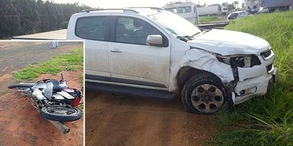 Acidente entre moto e camionete na rodovia GO 330 com vítima fatal (Fotos: redes sociais)