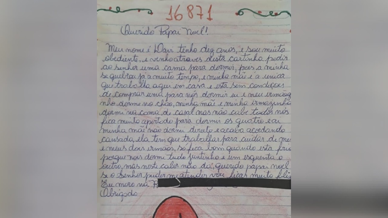 Carta de Davi para o Papai Noel (Foto: Reprodução)